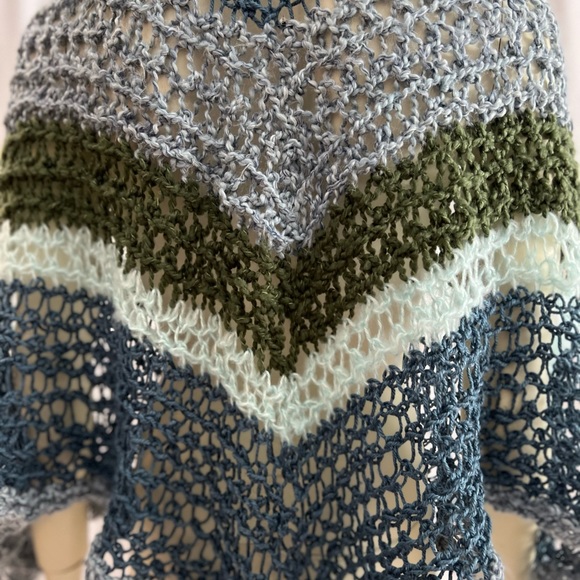 HANDMADE by designer Amity Joy, knit cape in muted tones. One Size fits all. - Picture 2 of 10